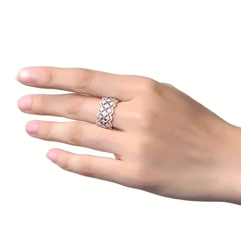 NWT 14K Gold and S925 Two Tone Cubic Zirconia Trendy Beautiful Ring Size 9​​​​ - Picture 3 of 4